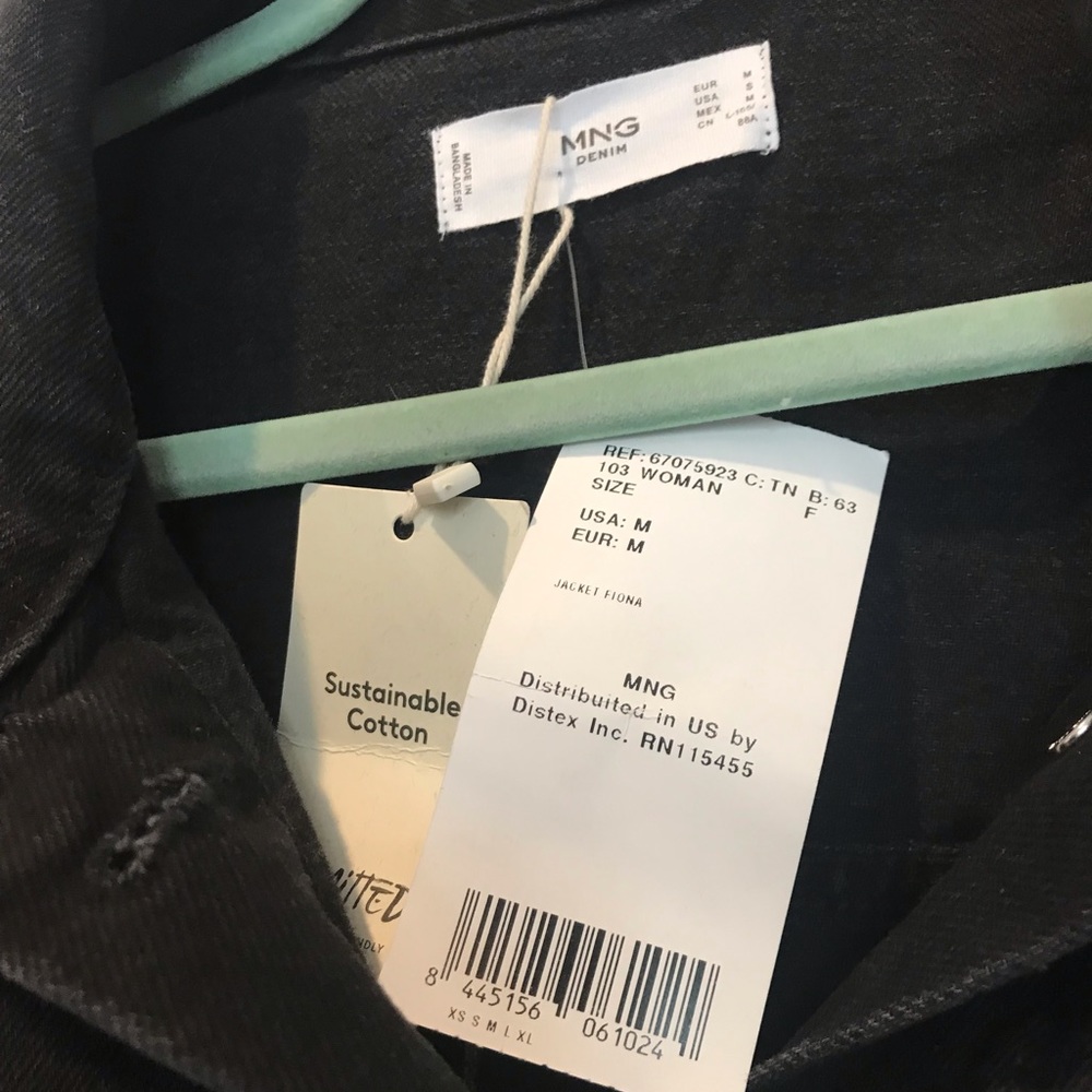 NWT Mango MNG Denim Black Distressed Jacket M - Picture 4 of 10